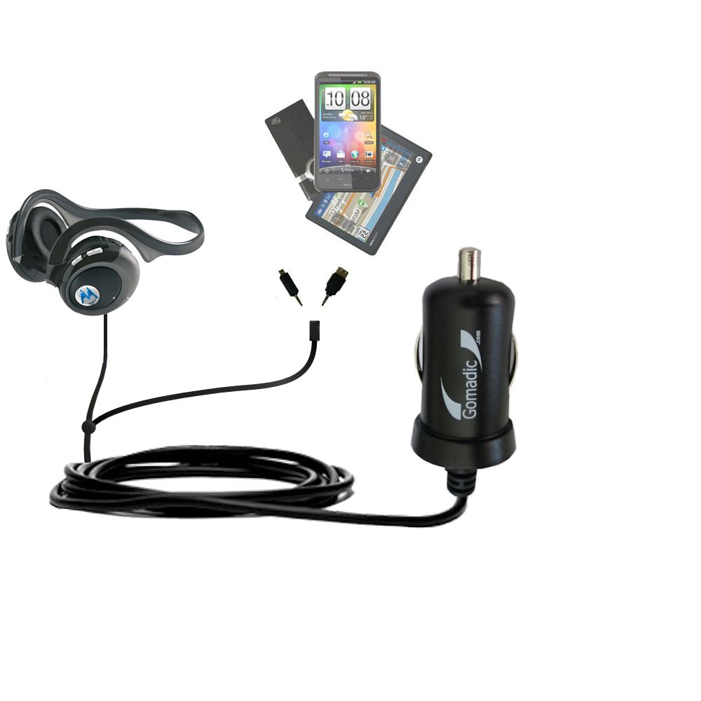 mini Double Car Charger with tips including compatible with the Motorola BT820