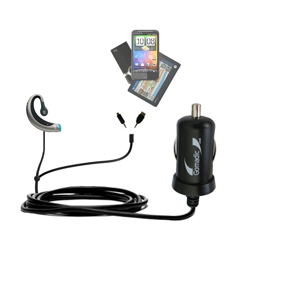 mini Double Car Charger with tips including compatible with the Motorola H605