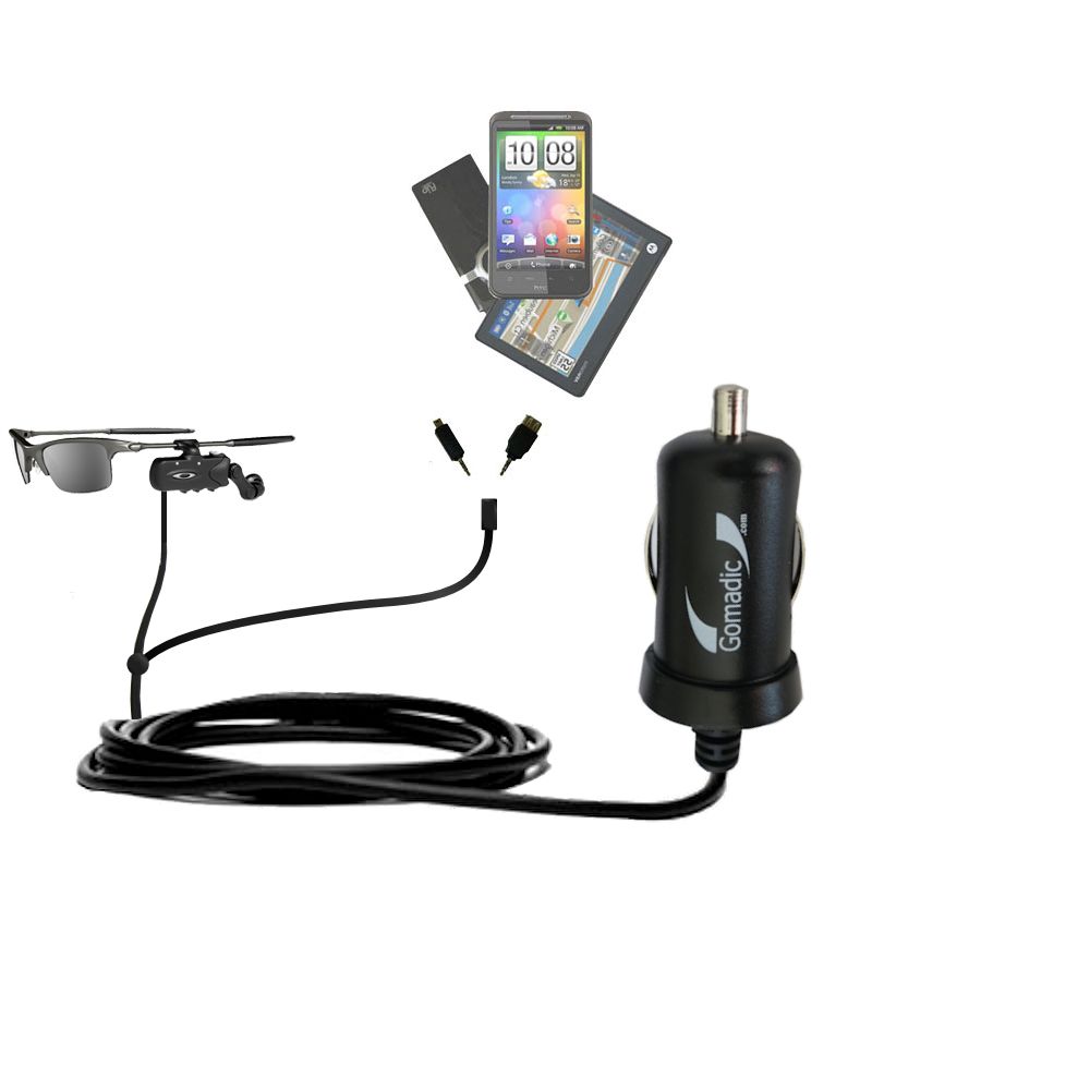 Double Port Micro Gomadic Car / Auto DC Charger suitable for the Motorola RAZRWIRE - Charges up to 2 devices simultaneously with Gomadic TipExchange Technology