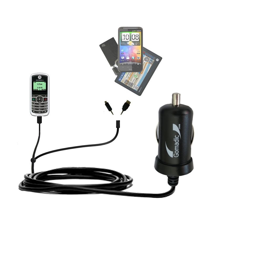 mini Double Car Charger with tips including compatible with the Motorola C118