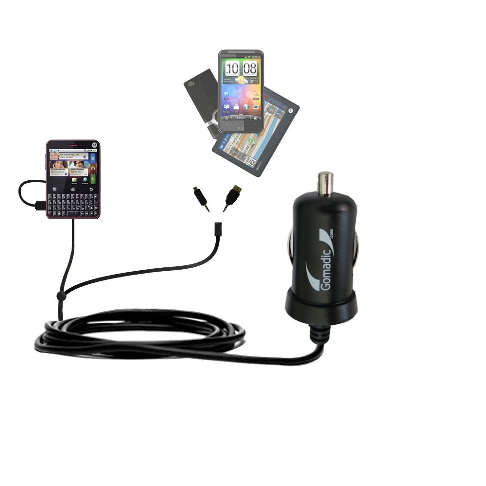 mini Double Car Charger with tips including compatible with the Motorola CHARM