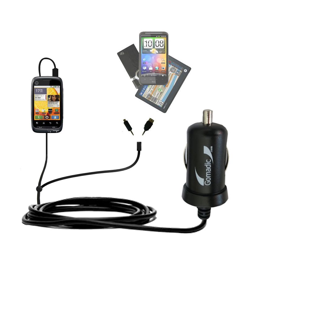 mini Double Car Charger with tips including compatible with the Motorola Ciena