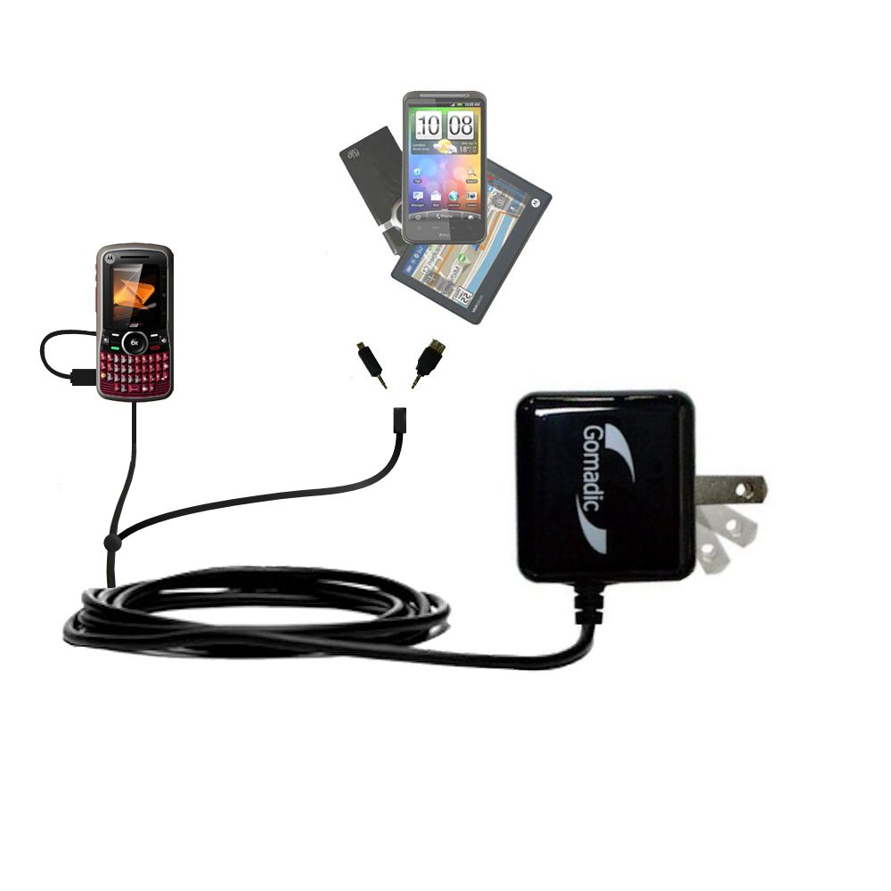 Double Wall Home Charger with tips including compatible with the Motorola Clutch i465 i475