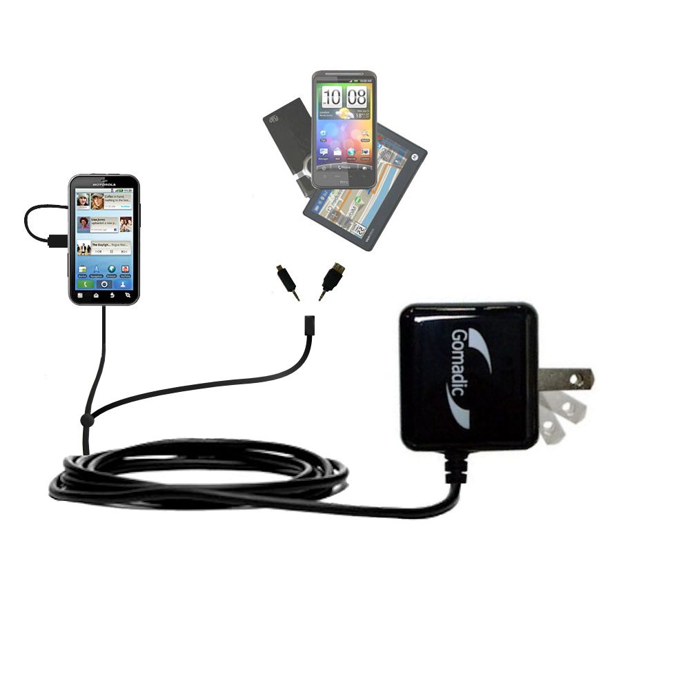 Double Wall Home Charger with tips including compatible with the Motorola DEFY