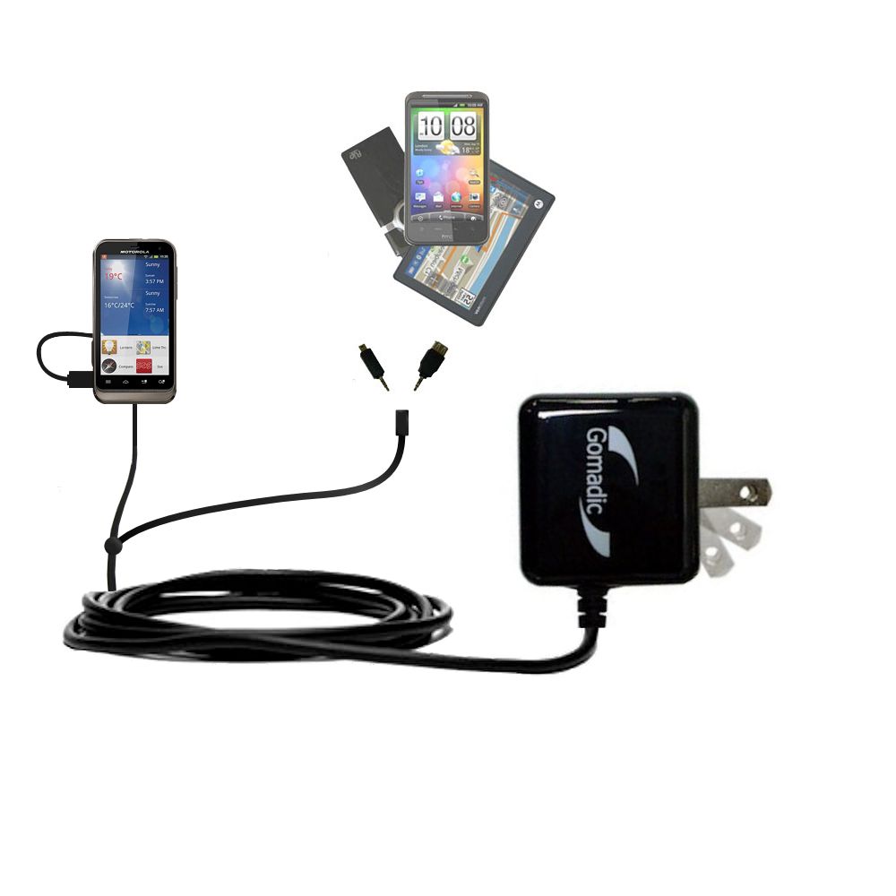 Double Wall Home Charger with tips including compatible with the Motorola DEFY XT