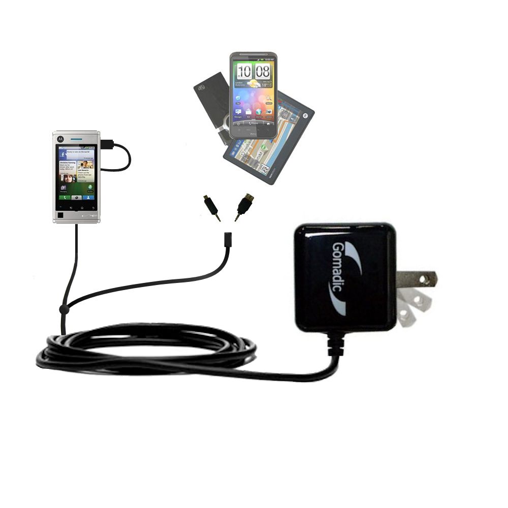 Double Wall Home Charger with tips including compatible with the Motorola Devour A555