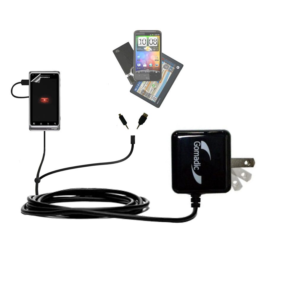 Double Wall Home Charger with tips including compatible with the Motorola Droid 2 A955