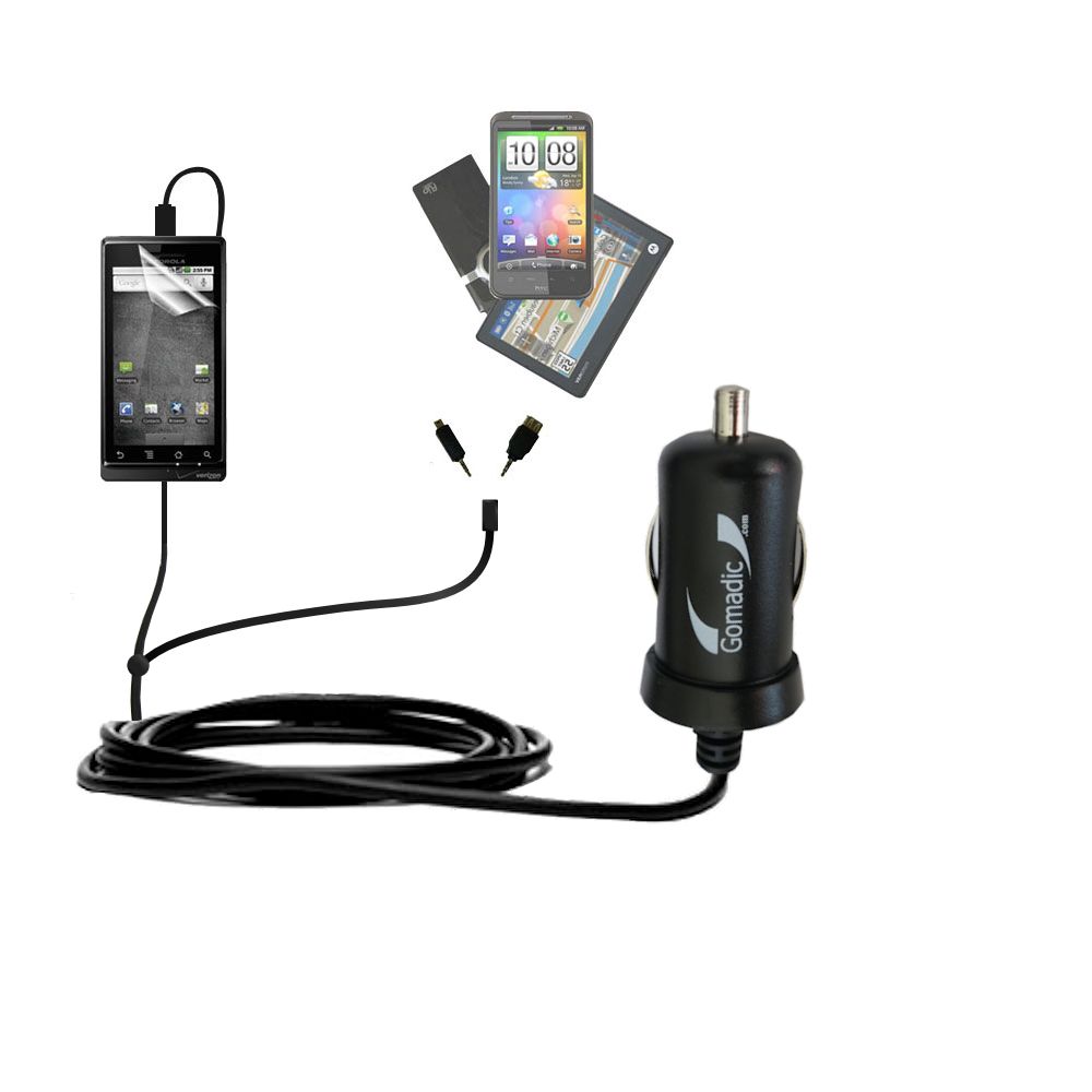 mini Double Car Charger with tips including compatible with the Motorola DROID HD