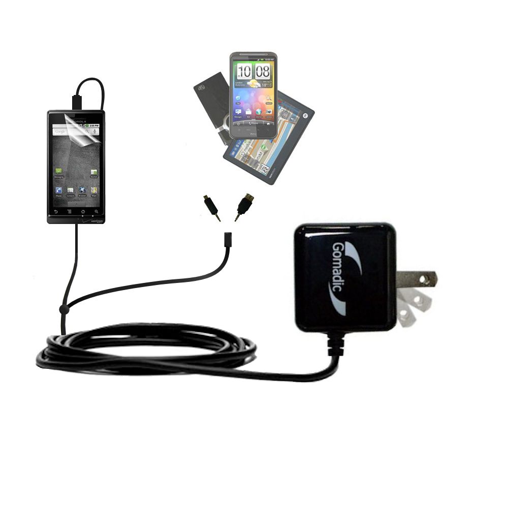 Double Wall Home Charger with tips including compatible with the Motorola DROID HD