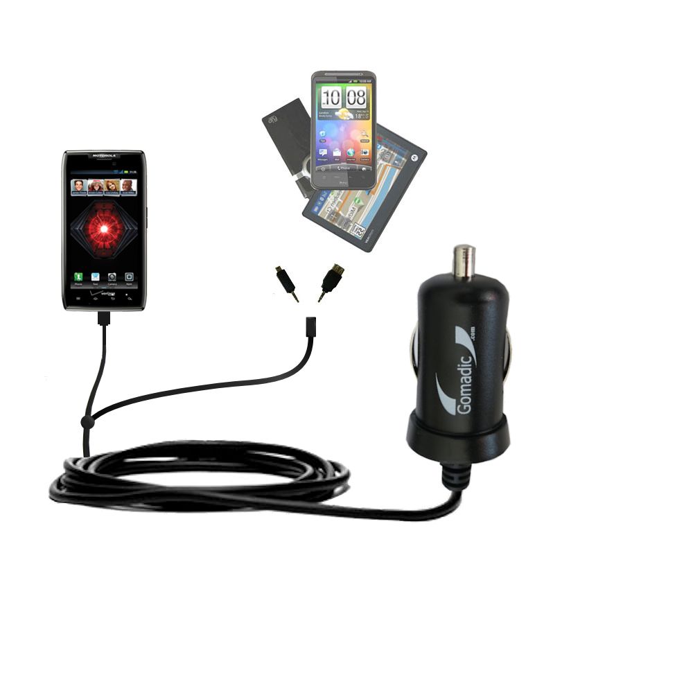 mini Double Car Charger with tips including compatible with the Motorola Droid MAXX