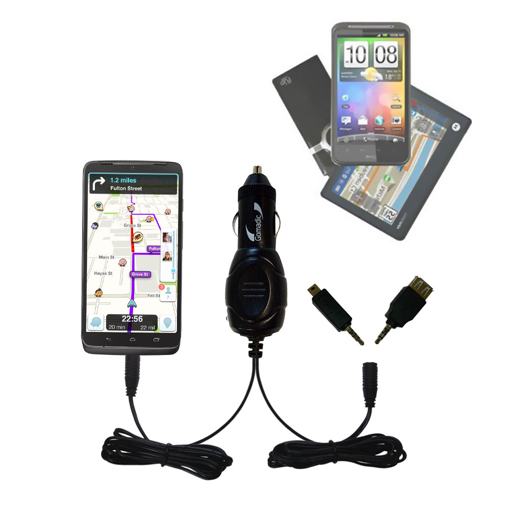 mini Double Car Charger with tips including compatible with the Motorola DROID Turbo