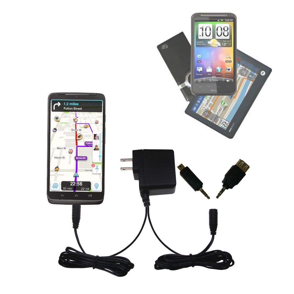 Double Wall Home Charger with tips including compatible with the Motorola DROID Turbo