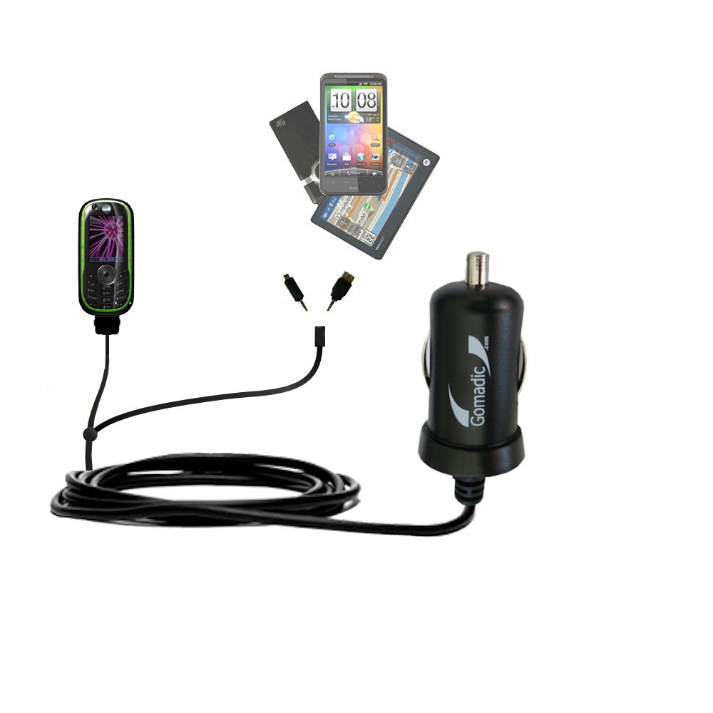 mini Double Car Charger with tips including compatible with the Motorola E1060