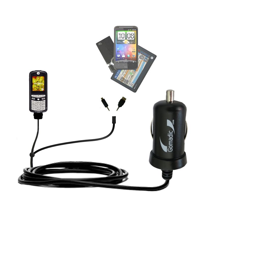 mini Double Car Charger with tips including compatible with the Motorola E398