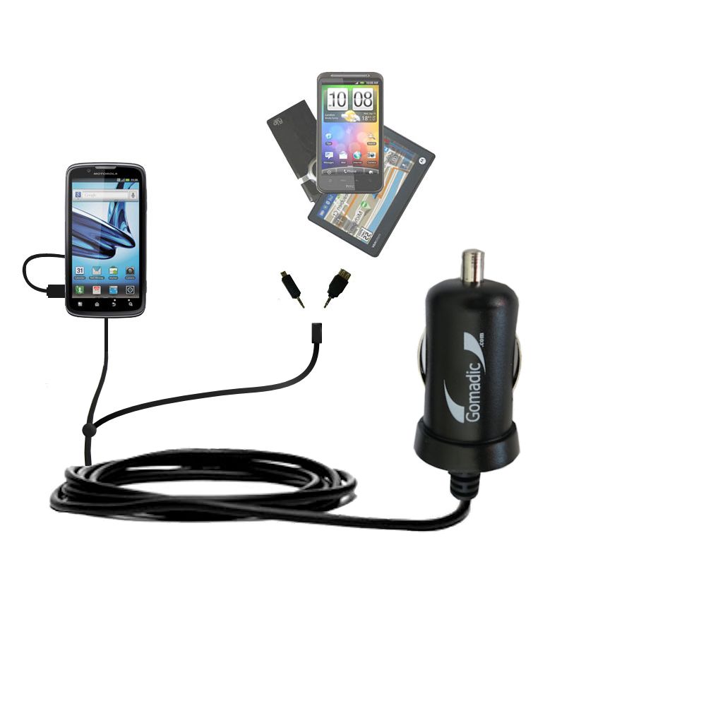 mini Double Car Charger with tips including compatible with the Motorola Edison