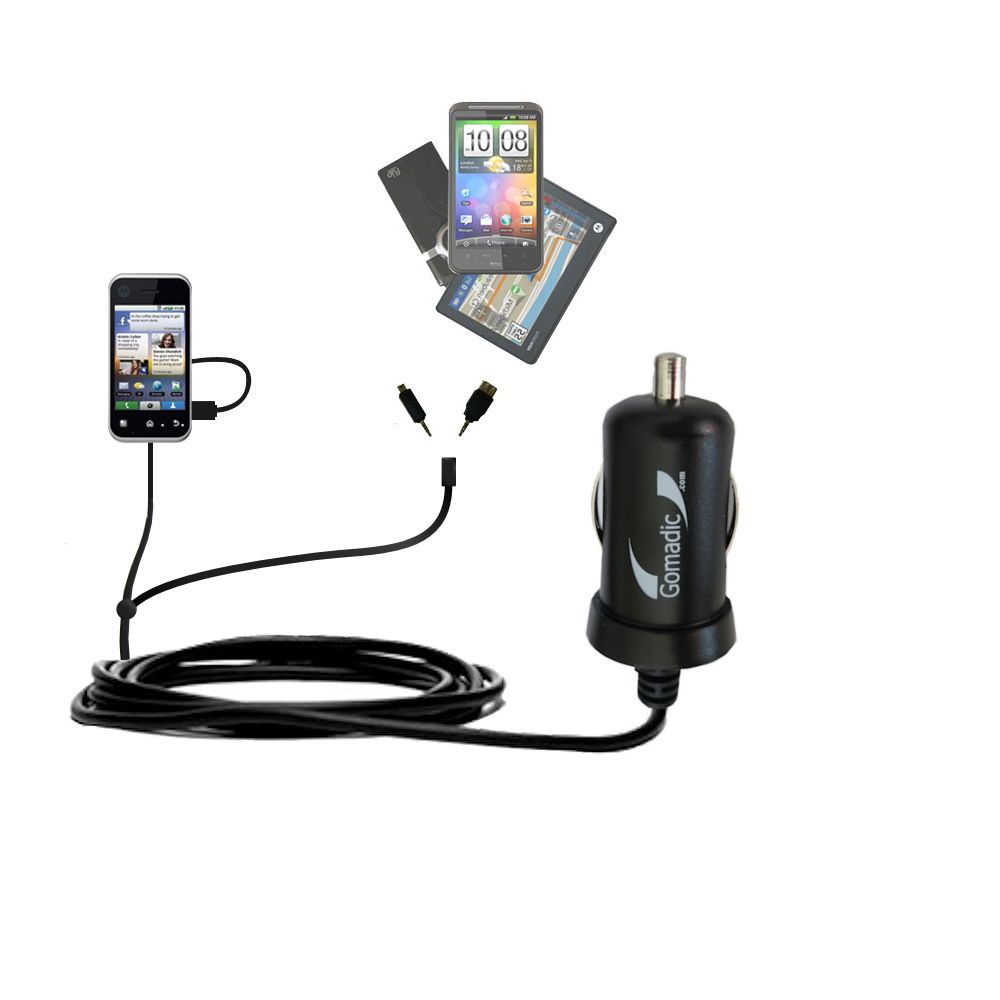 mini Double Car Charger with tips including compatible with the Motorola Enzo