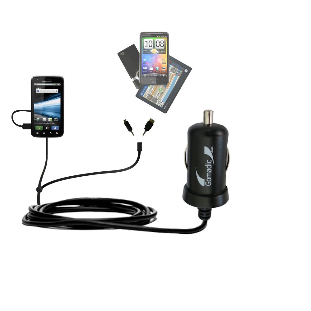 mini Double Car Charger with tips including compatible with the Motorola Etna