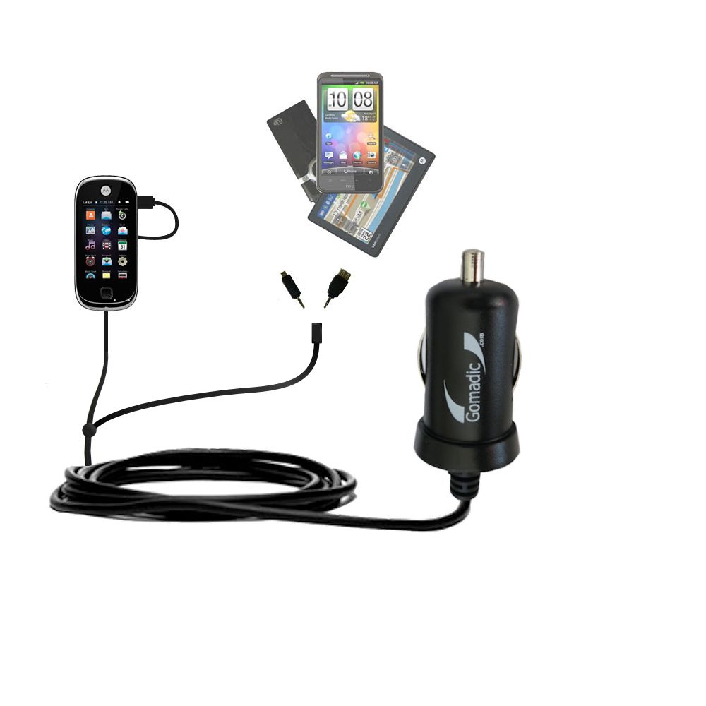mini Double Car Charger with tips including compatible with the Motorola Evoke QA4