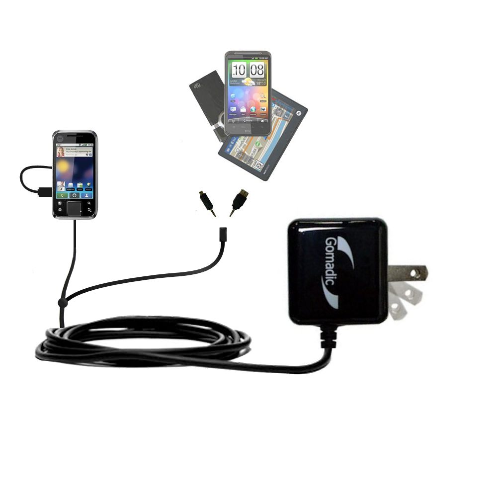 Double Wall Home Charger with tips including compatible with the Motorola Flipside