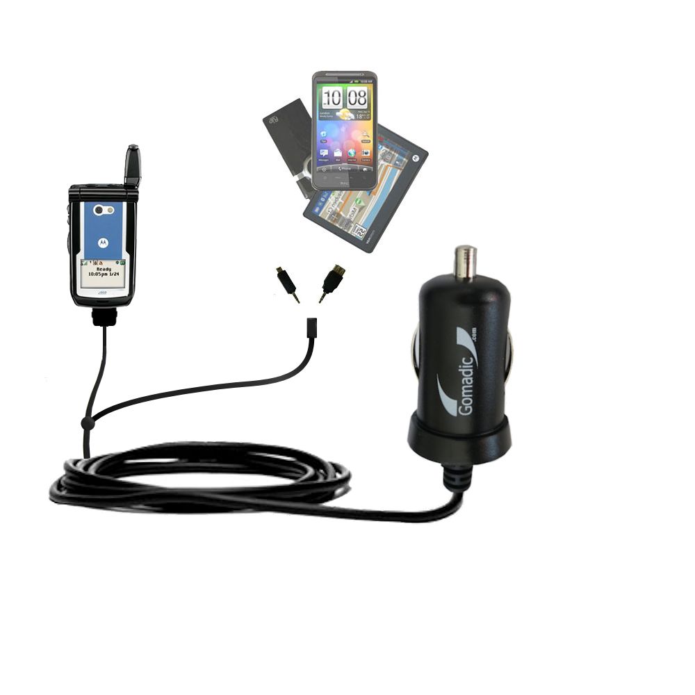 mini Double Car Charger with tips including compatible with the Motorola i860