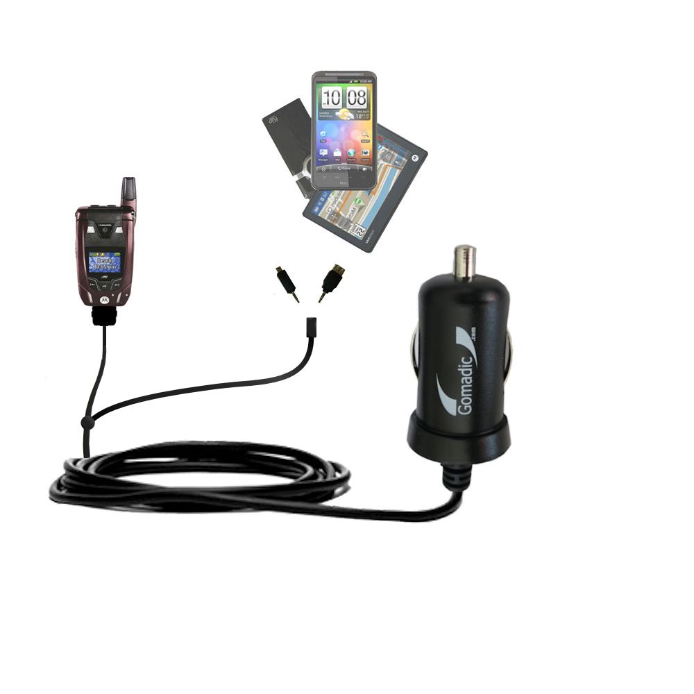 mini Double Car Charger with tips including compatible with the Motorola i880