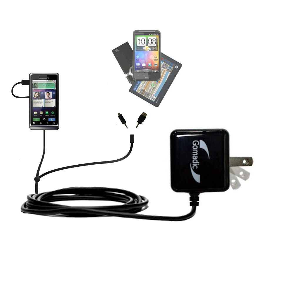 Double Wall Home Charger with tips including compatible with the Motorola MILESTONE 2