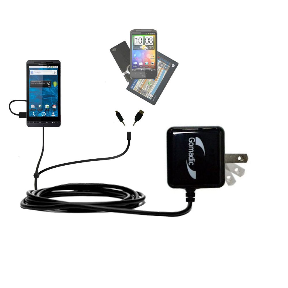 Double Wall Home Charger with tips including compatible with the Motorola Milestone X