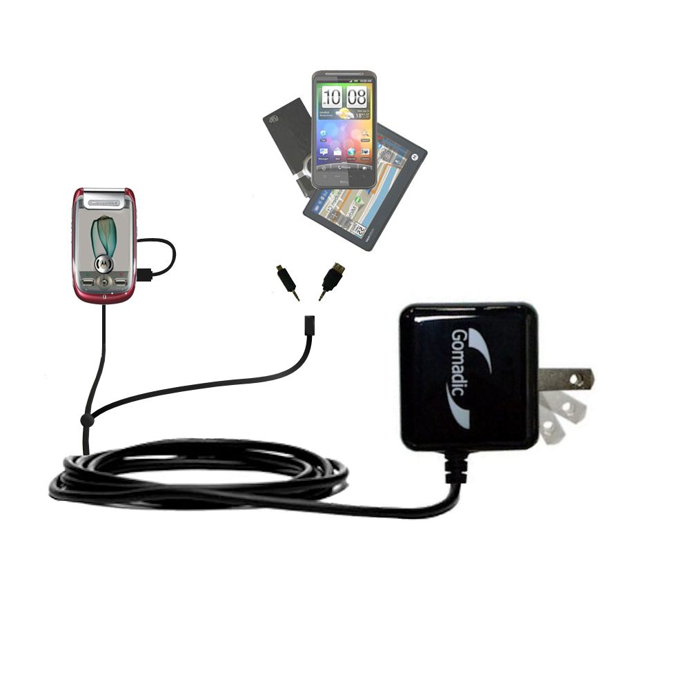 Double Wall Home Charger with tips including compatible with the Motorola Ming