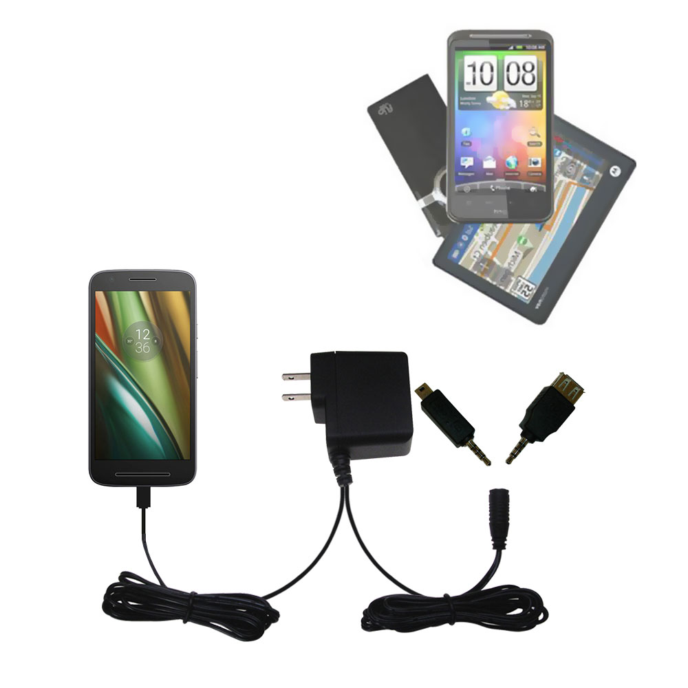 Double Wall Home Charger with tips including compatible with the Motorola Moto E3