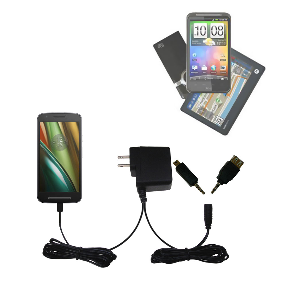 Double Wall Home Charger with tips including compatible with the Motorola Moto E3 Power