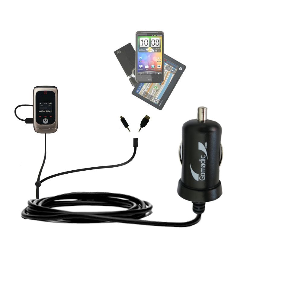 mini Double Car Charger with tips including compatible with the Motorola MOTO EM330