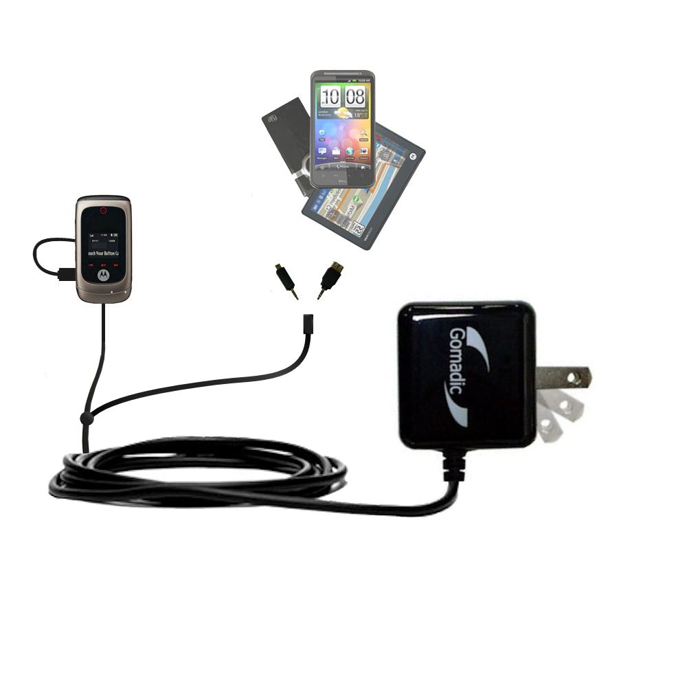 Double Wall Home Charger with tips including compatible with the Motorola MOTO EM330