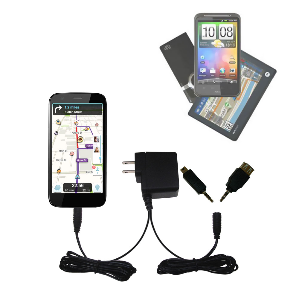 Double Wall Home Charger with tips including compatible with the Motorola Moto G