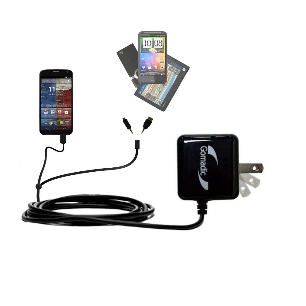 Double Wall Home Charger with tips including compatible with the Motorola Moto X