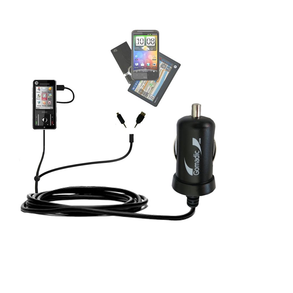 mini Double Car Charger with tips including compatible with the Motorola Moto ZN300