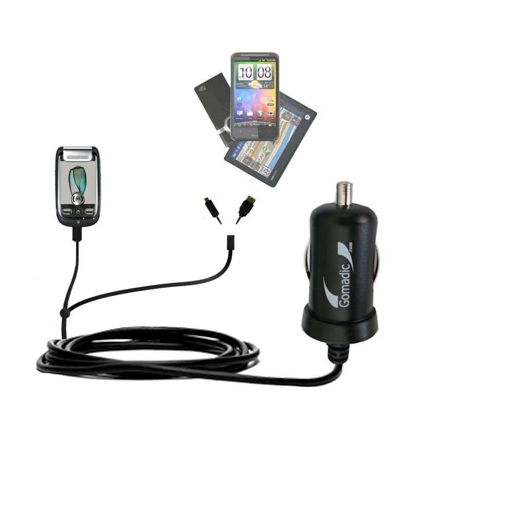 mini Double Car Charger with tips including compatible with the Motorola MOTOMING A1200