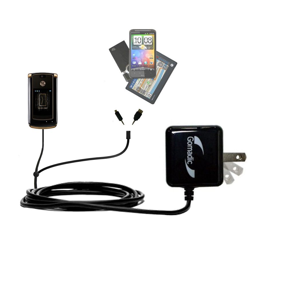 Double Wall Home Charger with tips including compatible with the Motorola MOTORAZR 2 V8