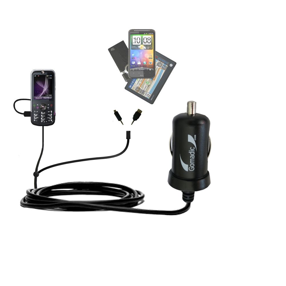 mini Double Car Charger with tips including compatible with the Motorola MOTOZINE ZN5