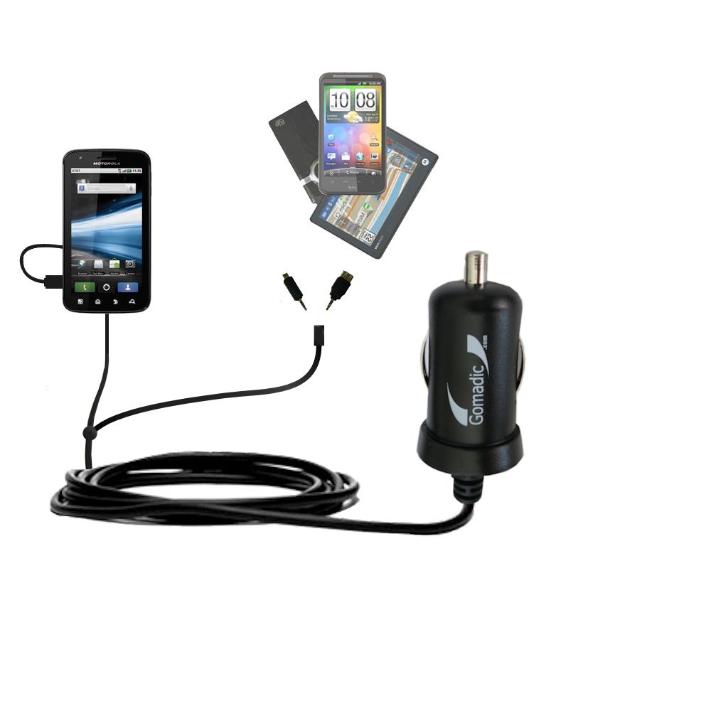 mini Double Car Charger with tips including compatible with the Motorola Olympus MB860