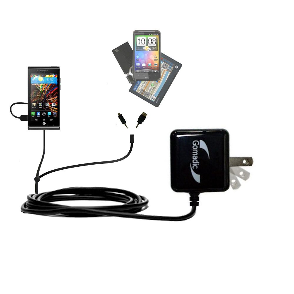 Double Wall Home Charger with tips including compatible with the Motorola RAZR V XT886