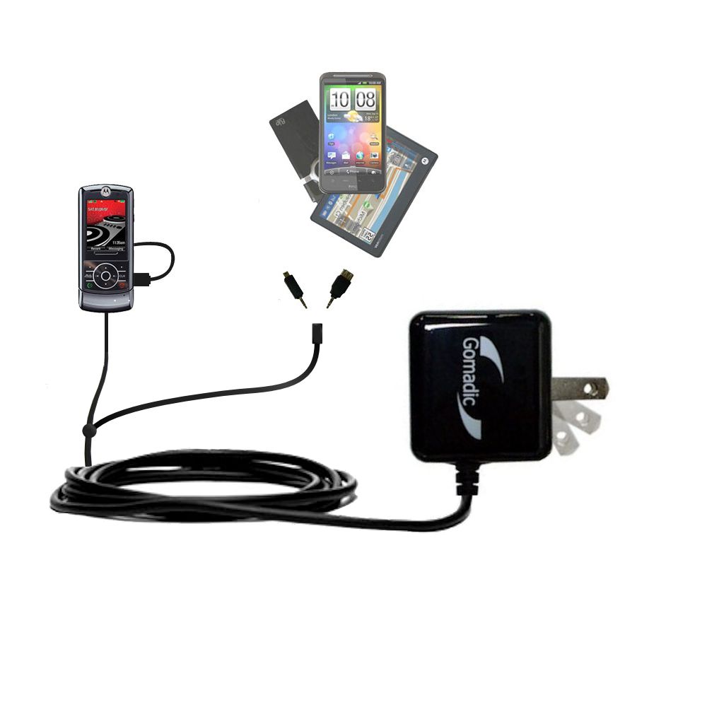 Double Wall Home Charger with tips including compatible with the Motorola ROKR Z6