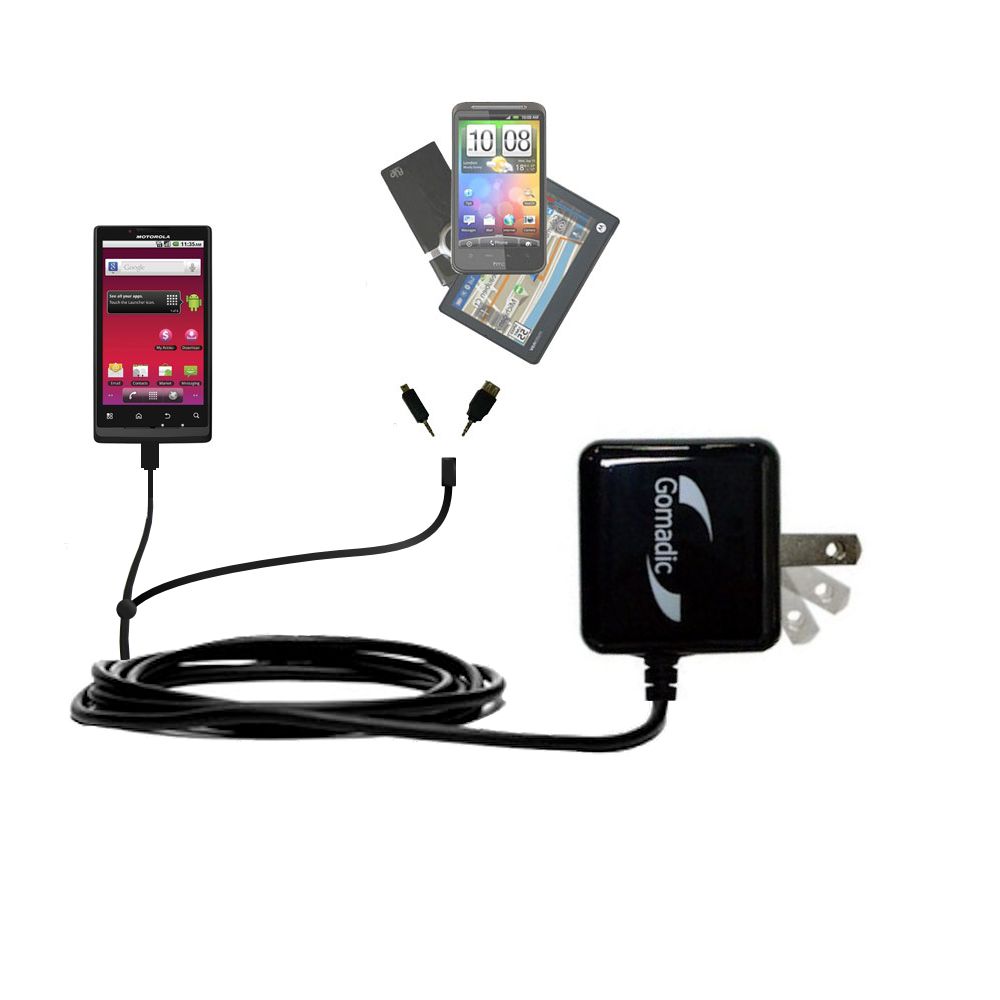 Double Wall Home Charger with tips including compatible with the Motorola Triumph