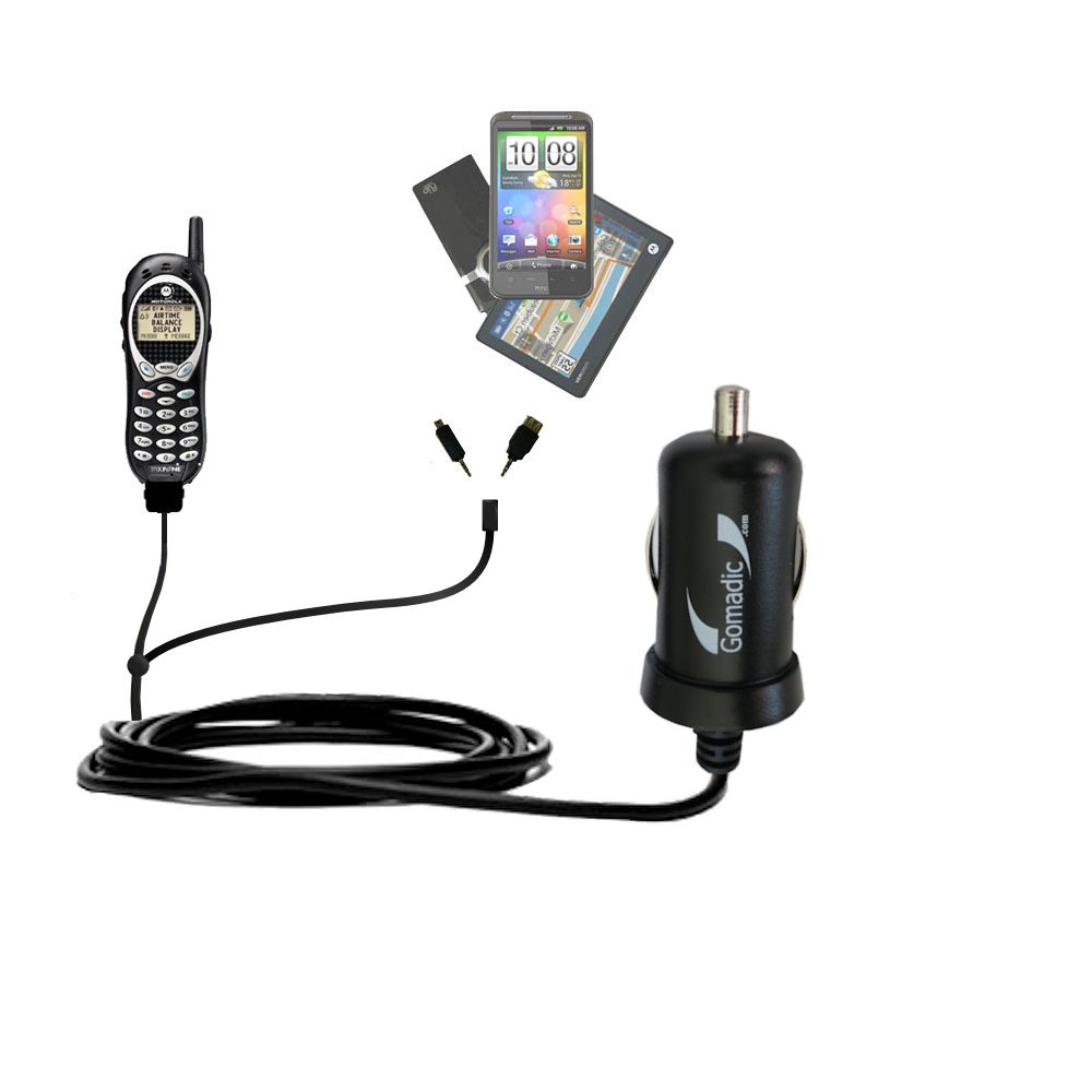mini Double Car Charger with tips including compatible with the Motorola V120c