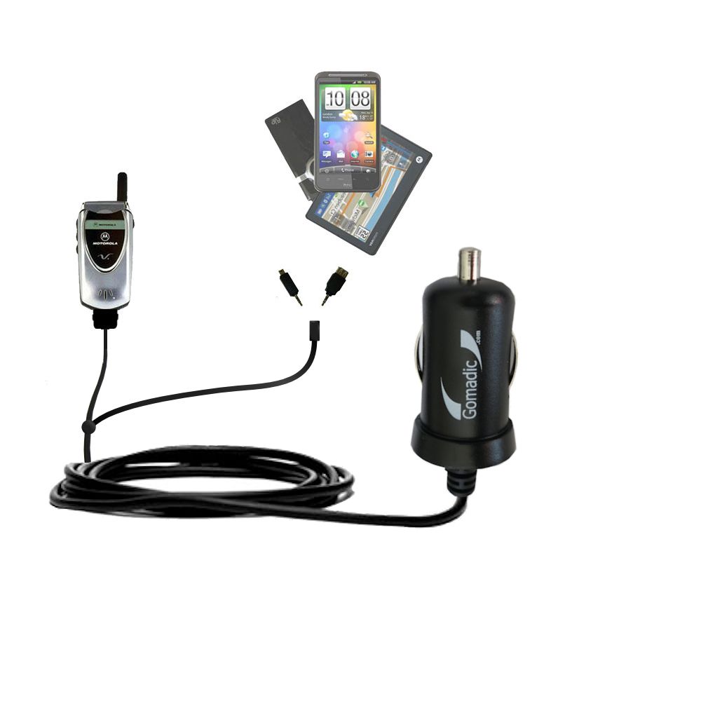 mini Double Car Charger with tips including compatible with the Motorola V60