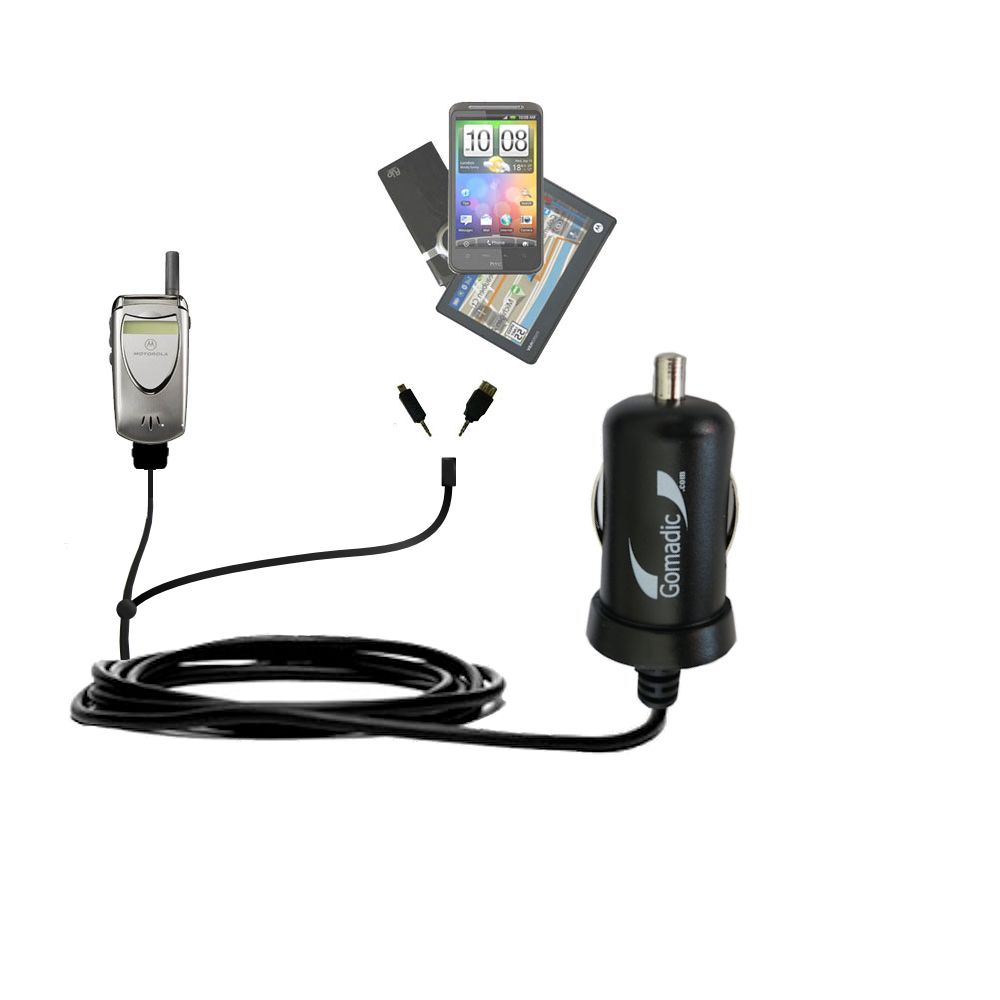 mini Double Car Charger with tips including compatible with the Motorola V60v