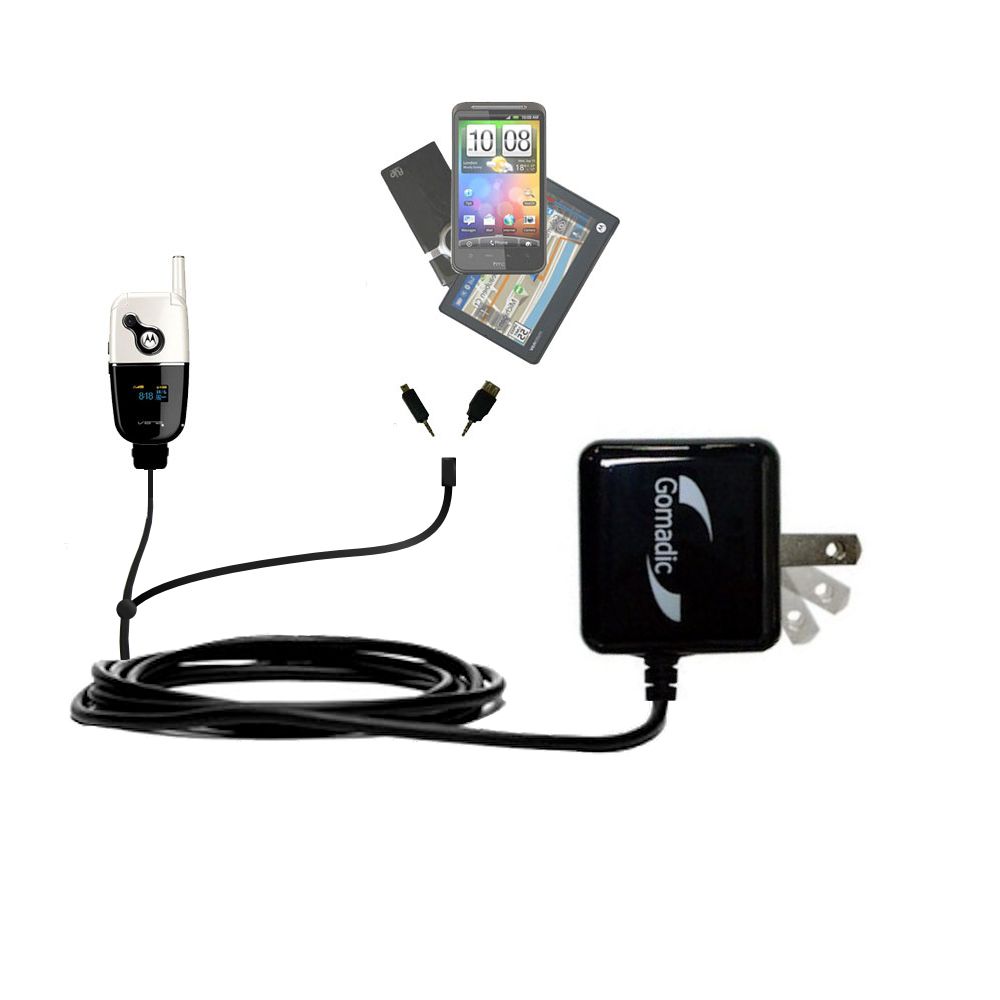 Double Wall Home Charger with tips including compatible with the Motorola V872