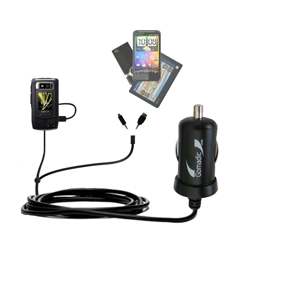 mini Double Car Charger with tips including compatible with the Motorola V950
