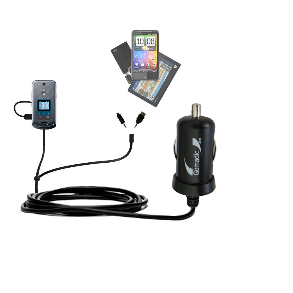 mini Double Car Charger with tips including compatible with the Motorola VE465