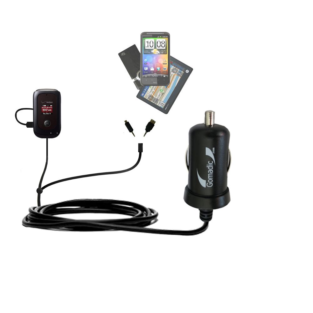 mini Double Car Charger with tips including compatible with the Motorola VU204 MOTO