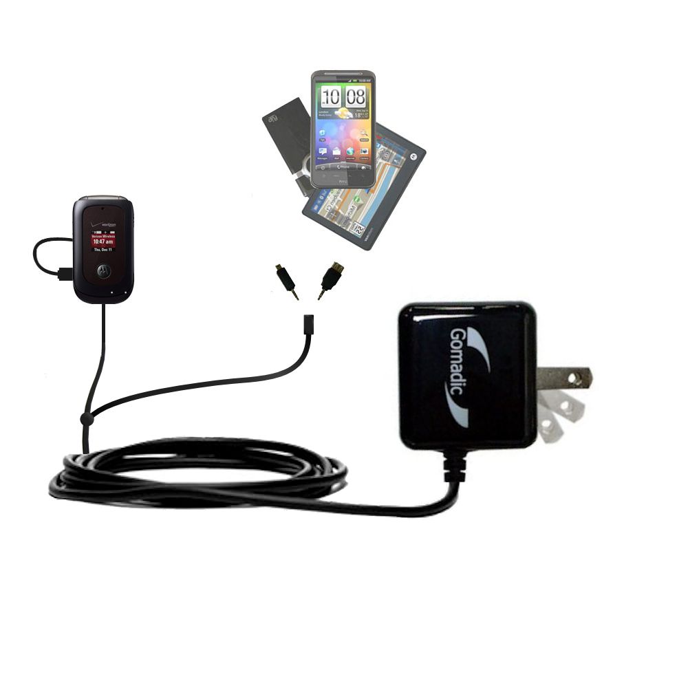 Double Wall Home Charger with tips including compatible with the Motorola VU204 MOTO